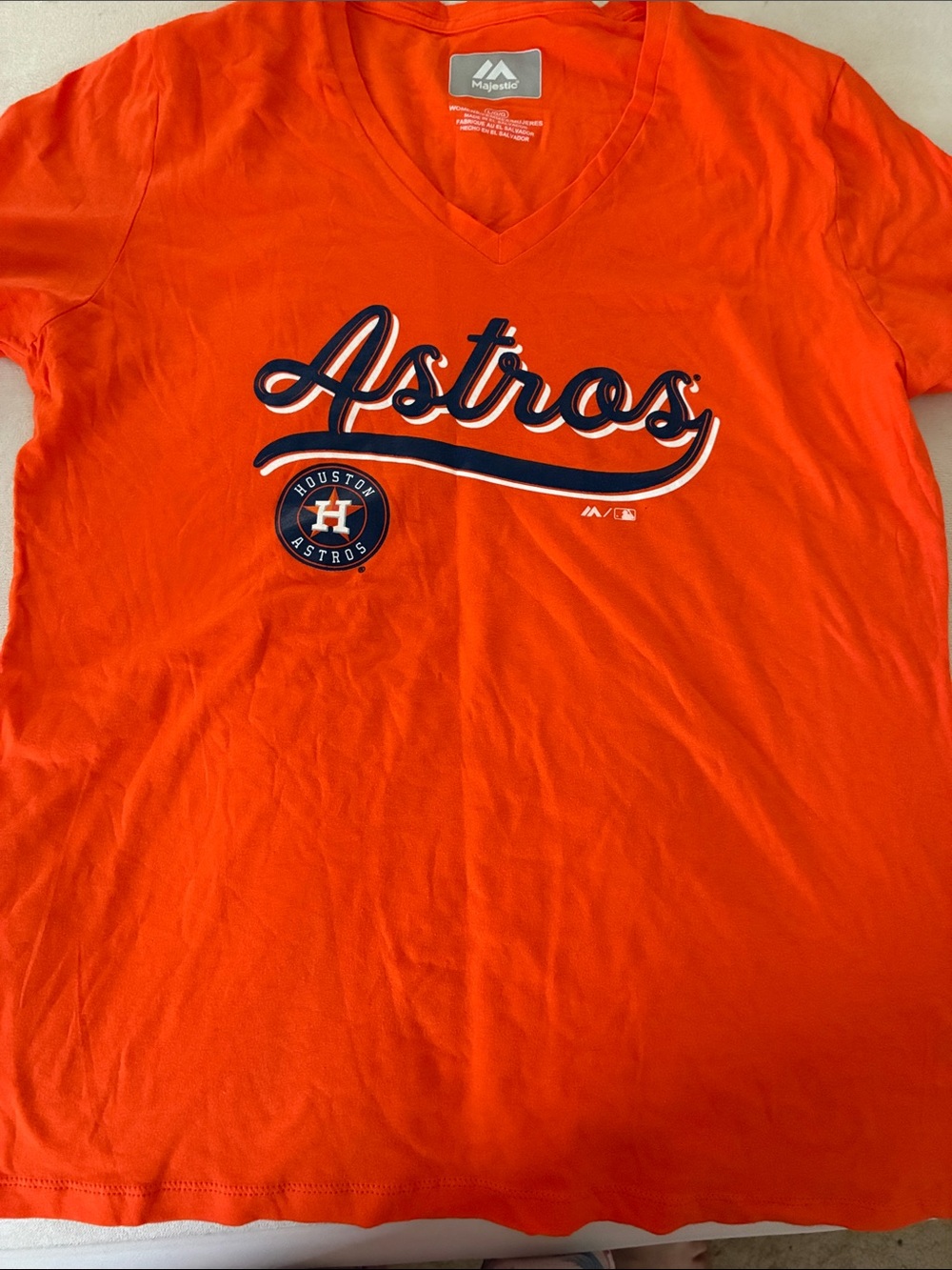 Majestic Houston Astros Orange Script V-Neck Tee
